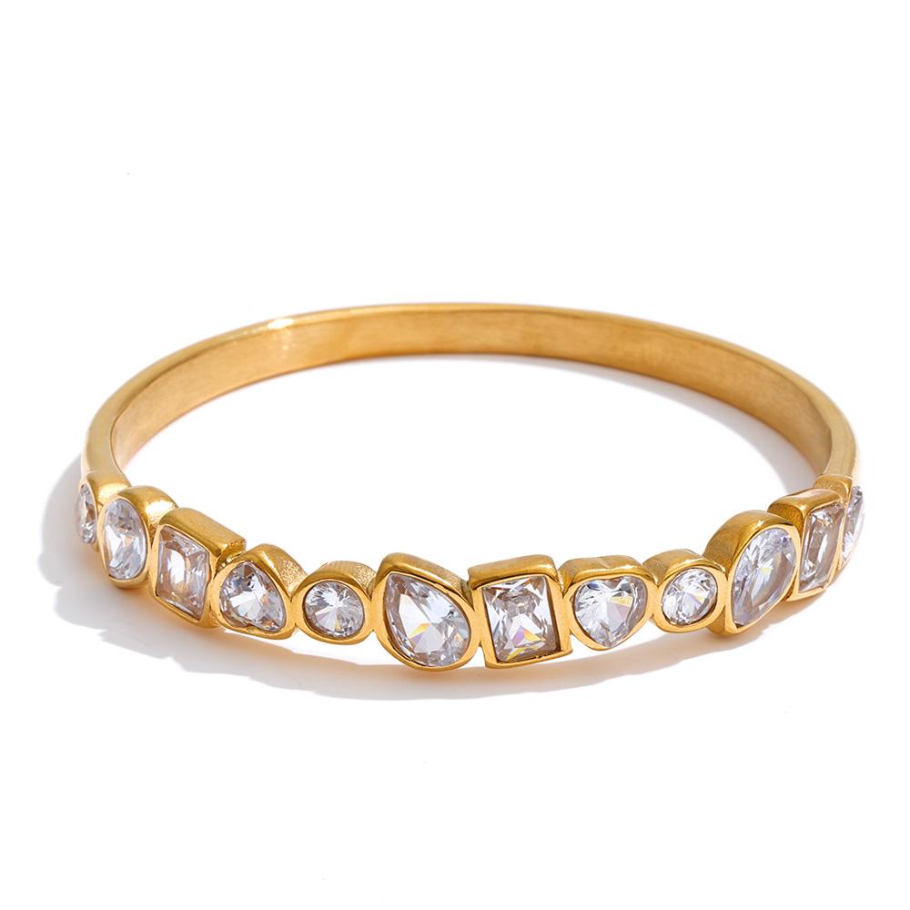 

Eetit 62mm High-Grade Stainless Steel Cubic Zirconia Golden Bracelet Bangle New Arrival Delicate Bling Wrist Jewelry Waterproof золотой