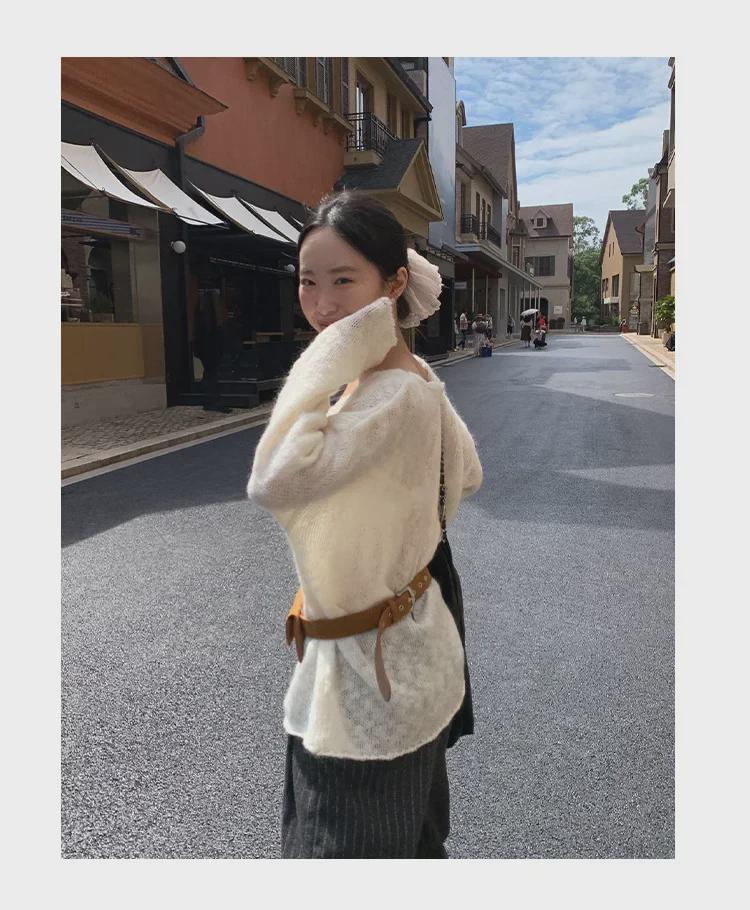 NEWOPEN 2024 Winter Maillard Korean Loose V-Neck Commuting Pullover Sweater F2335 for Women