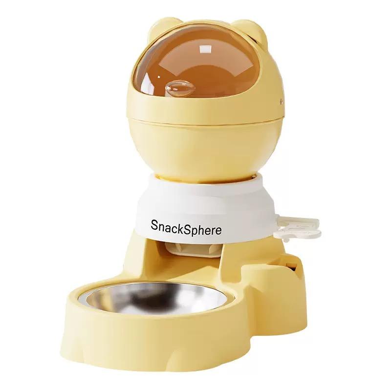 Alien-shaped Pet Cat Puzzle Feeder with Press-Release Treat Dispenser Multi-functional Dog and Cat Bowl серый