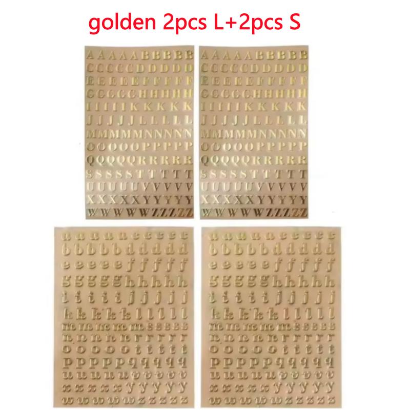 2pcs 3mm Glitter Alloy Alphabet Letters Numbers Stickers Gold Silver Epoxy Resin Filler For DIY Silicone Molds Craft Accessories