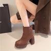 Fashionable and Versatile Retro French Fall and Winter 2025 New Small Heeled Skinny Boots Women