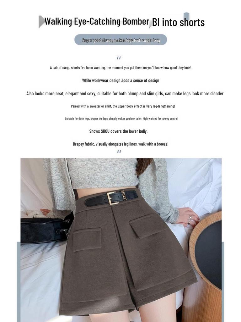 Women's High-Waisted A-Line Skort: 2026 Spring/Summer Fashion, Two-Piece Design, Wide-Leg, Casual Shorts.