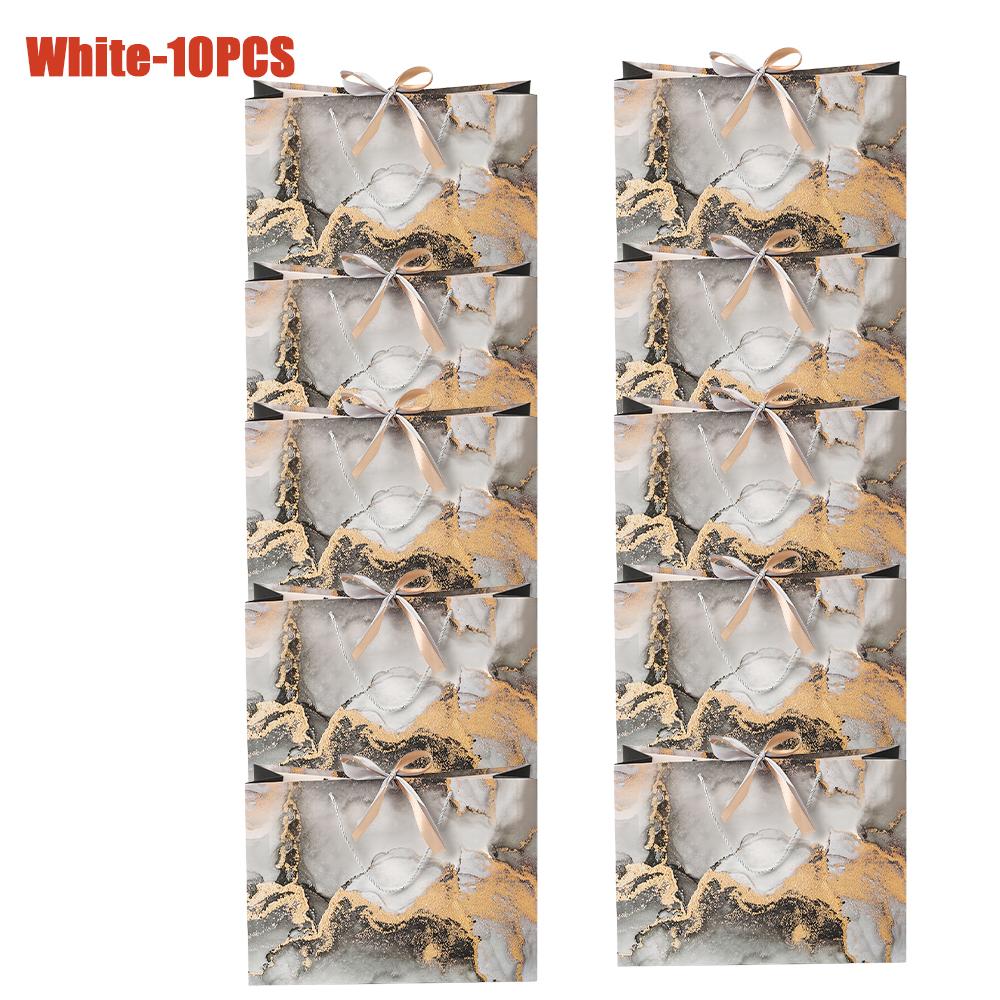 1-20PCS Marble Gift Bags with Ribbon Fashion Tote Paper Bags Clothing Shopping Bags Candy Bags Party Gift Packaging Supplies