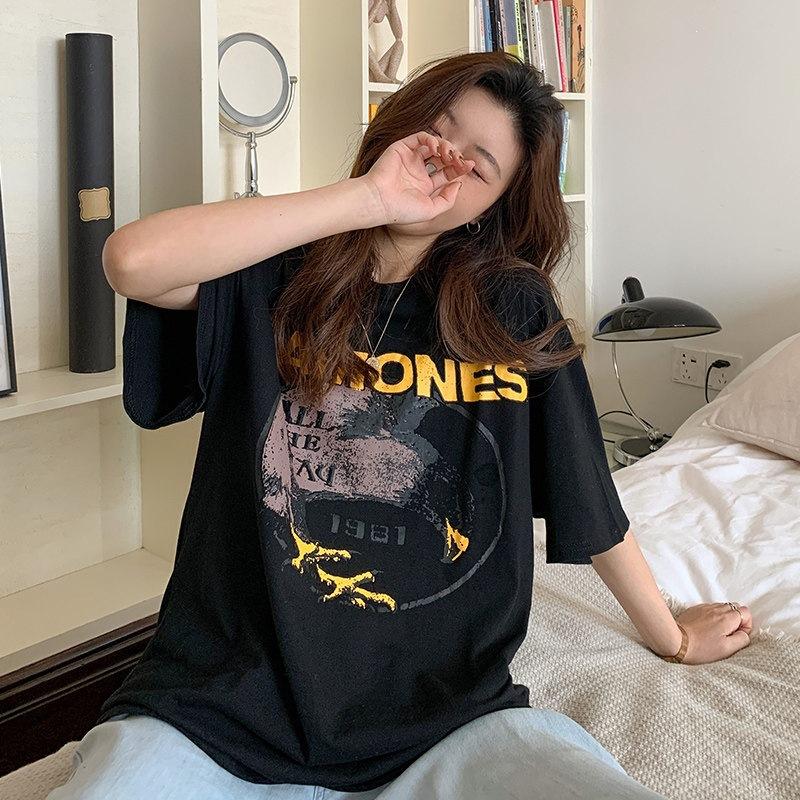 

Pure cotton spring and summer new cartoon printing loose casual short-sleeved t-shirt women S