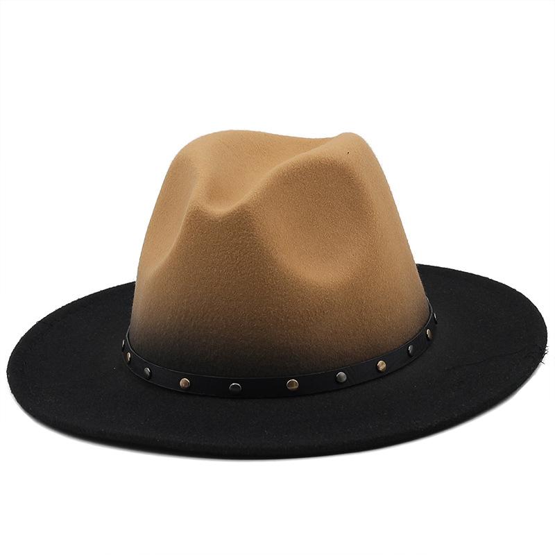 European, American and British style men and women's new spray-painted jazz woolen hat autumn and winter fashion big eaves hat