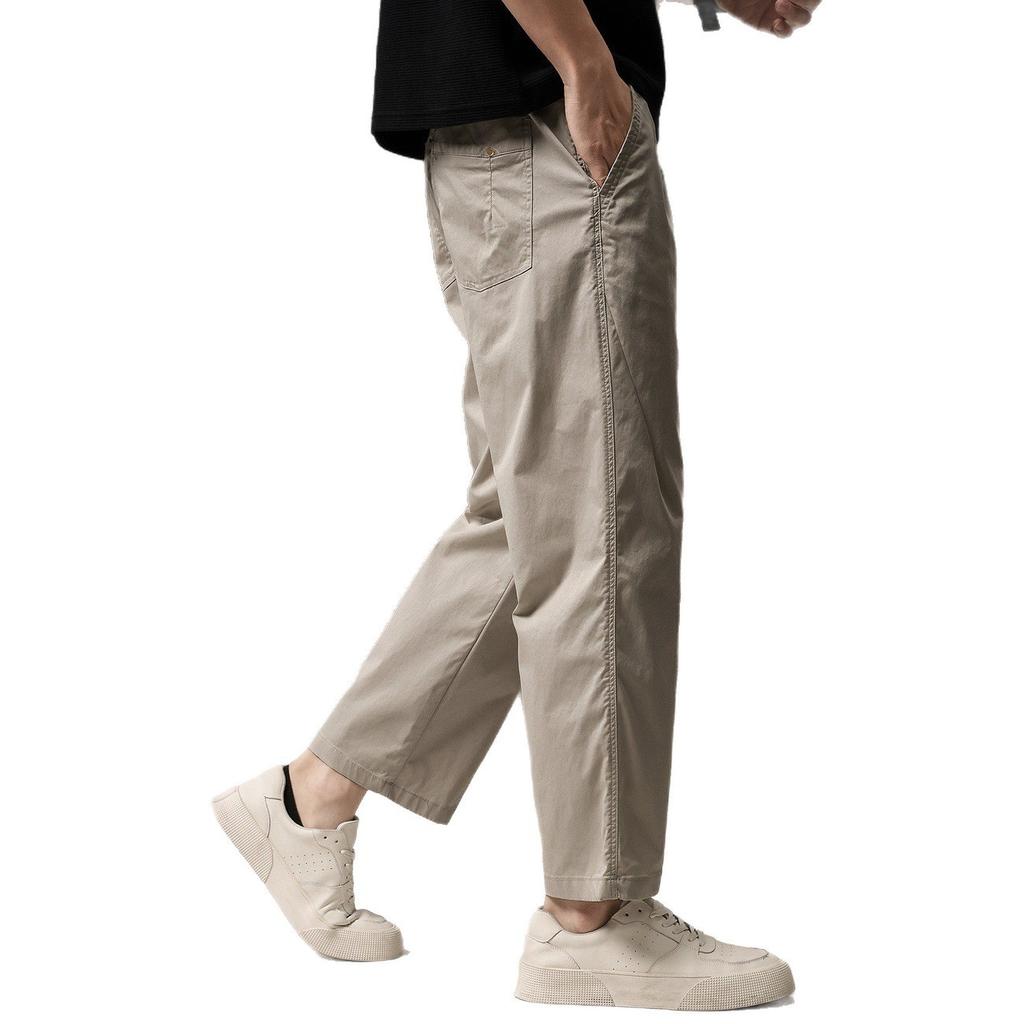 High-end American trendy brand ice silk cool nine-point casual pants men's spring new loose and versatile wide-leg straight-leg pants