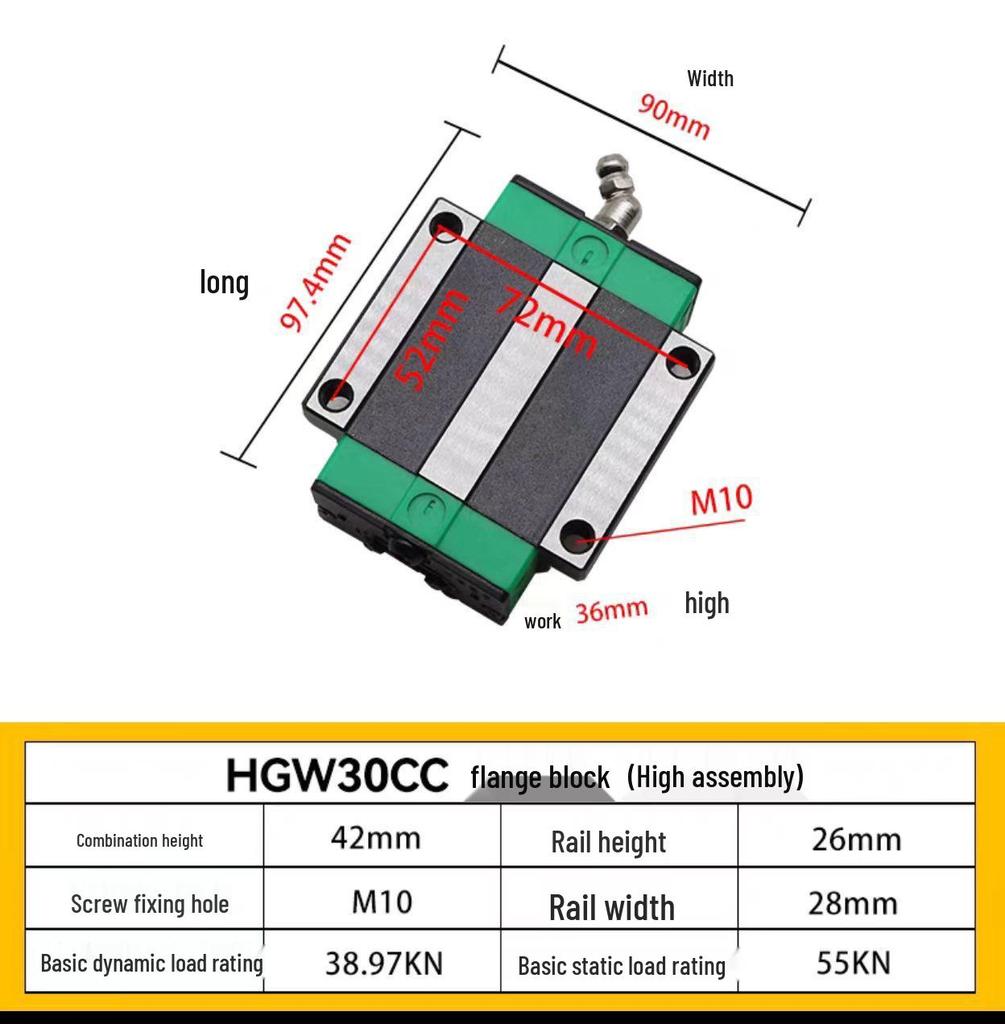 HIWIN Interchangeable Linear Guideway Block for HGH/EGH/CA Series (Sizes 15-30)