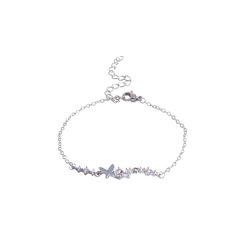 Micro-inlaid zircon butterfly bracelet women's light luxury niche design girlfriend bracelet retro super fairy spring jewelry