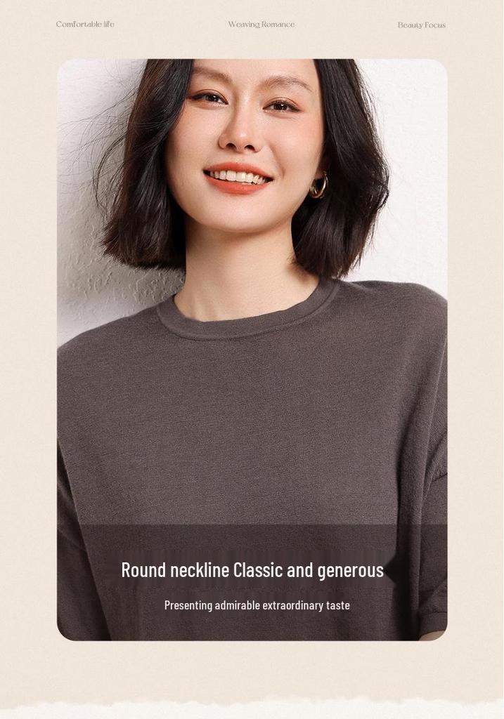 Autumn/Winter 24 Women's 100% Cashmere Batwing Short Sleeve Knit Top