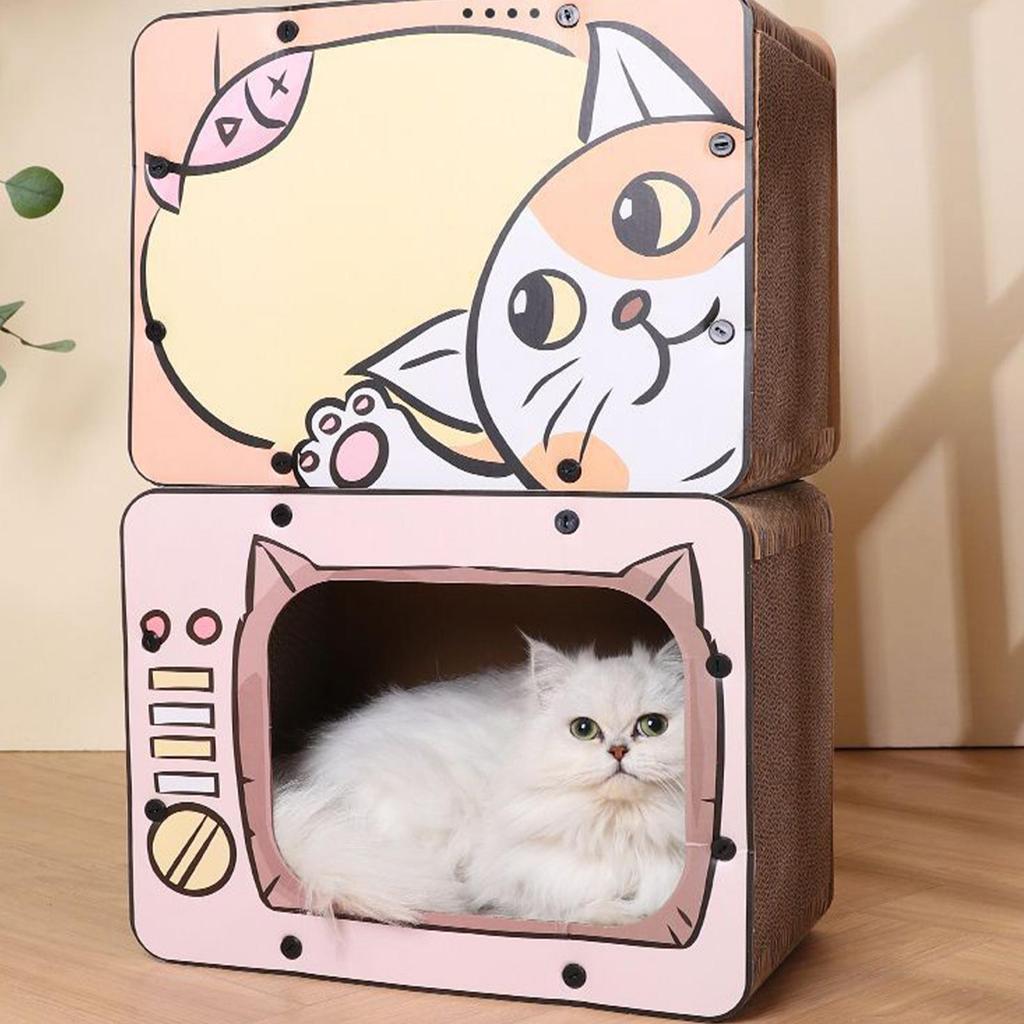 Cat Scratch House Cardboard Non-Slip Bottom Pet Supplies Large Cardboard Cat Scratcher House For Furniture Protector Enrichment