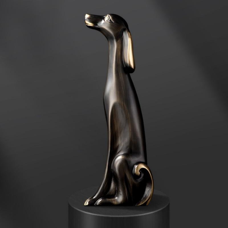 Brass Zodiac Dog Figurine Desktop Decor Office Home Decoration Chinese Style Metal Animal Ornament Gift