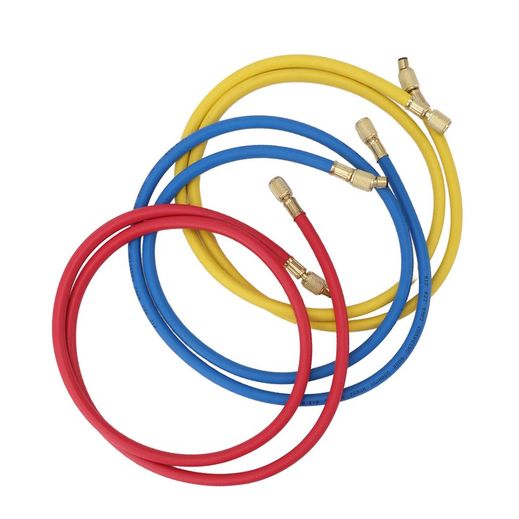 3pcs 150cm Refrigerant Charging Hose Air Conditioner Charging Hose 1 4in Fits for R12 R22 R502 Refrigerants Blue Red