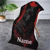 Custom Black Wolf Beach Towel Personalized Name Red Feather Microfiber Bath Towel 160x80cm Quick Dry Swimming