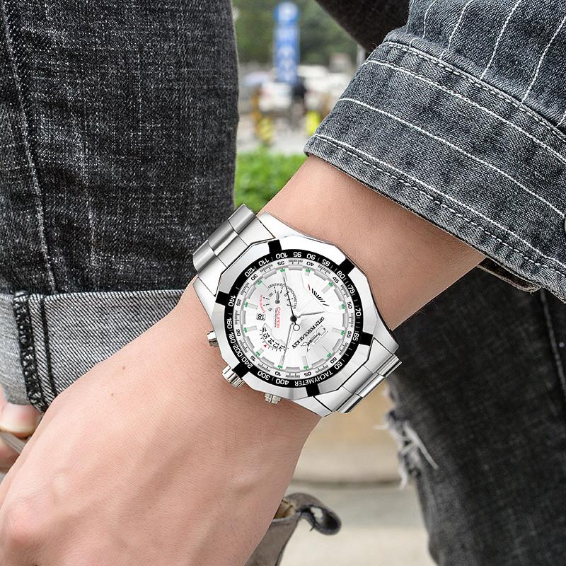 OPK 8108 Men's Calendar Week Quartz Watch with Waterproof and Steel Strip