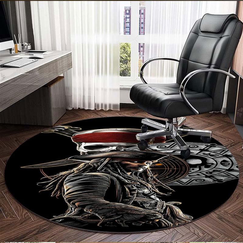Captain Jack Sparrow Print Round Rug, Washable Floor Carpet, For Entryway Dorm Laundry Room Office Study, Home Decor Birthday Christmas Gift