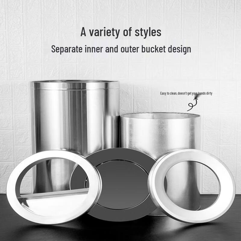 Stainless Steel Round Hotel Lobby Outdoor Trash Can