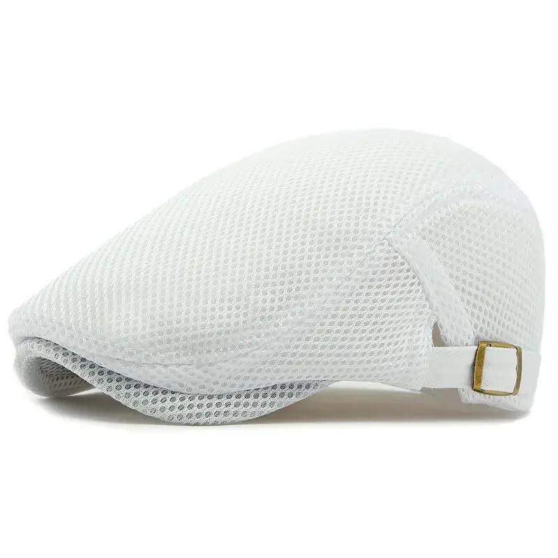 Casquettes Gavroche Imprimées en Polyester Printemps Été Casquette Plate Homme Béret Peintre Femme Chapeaux 47 56-60cm wear white