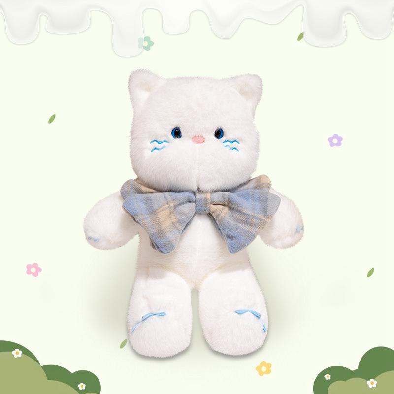 Adorable Bowknot Cat Plush Doll - Comforting Companion Toy for Girls