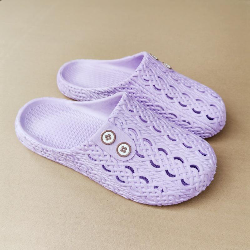 Slippers summer home bag head sandals bathroom bath non-slip soft-soled hole shoes