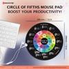EXCO Music Theory Cheat Sheet Mouse Pad Round Circle of Fifths Shortcuts Mousepad Small for Piano Musician Stitched Edge Mat