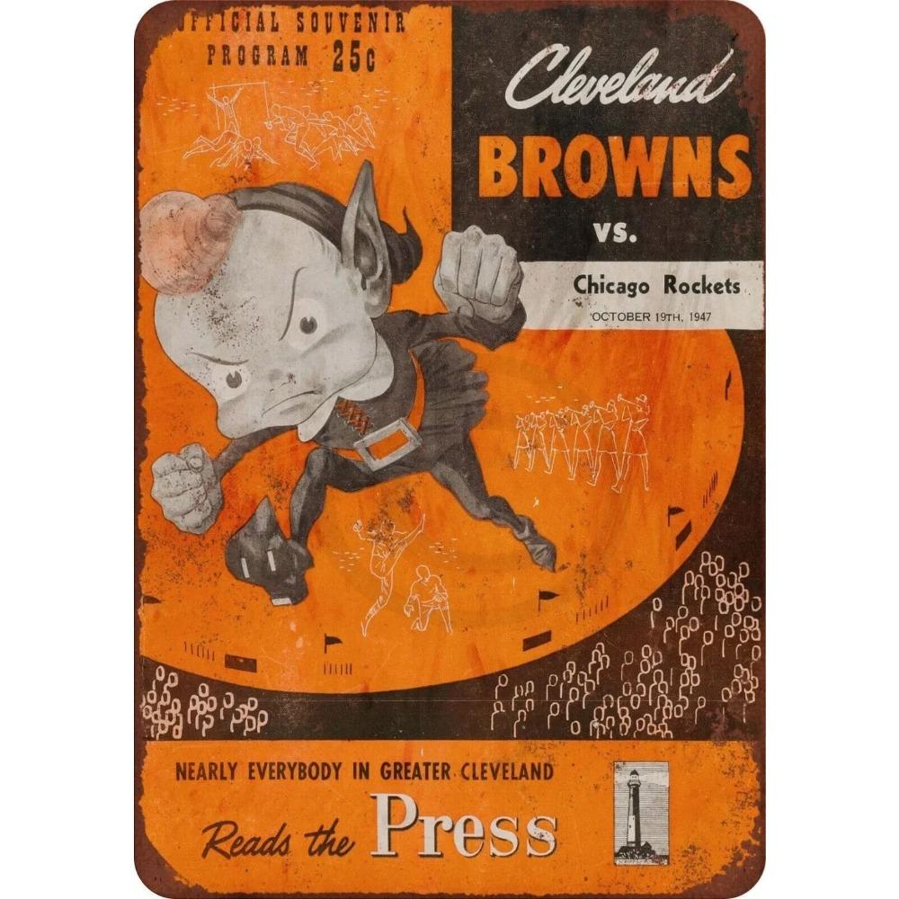 1947 Cleveland Browns Retro Sign Aluminum Vintage NFL Wall Decor 20x30cm