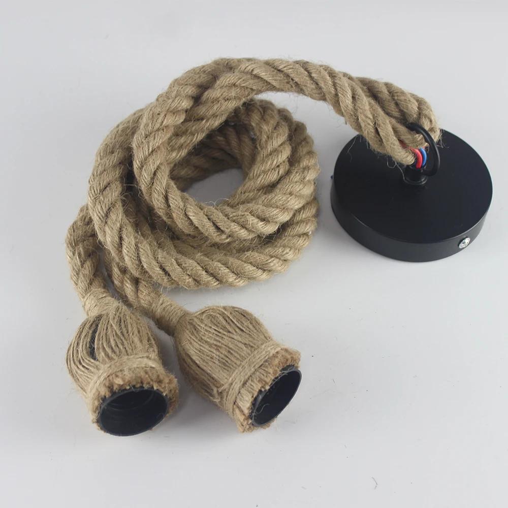 1/2/3/4/5 Head Vintage Hemp Rope Pendant Light Retro Loft Industrial Hanging Lamp Edison Bulb Lamp Home Light Decoration