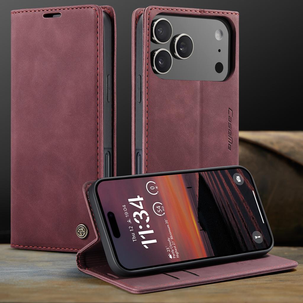 CaseMe Luxury Retro Magnetic Flip PU Leather Phone Case for iPhone 17 Air/17 Pro Max/17E Wallet Card Holder Cover Phone Coque