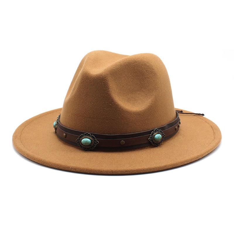 Women'S Simple Wool Top Hat White Trend Versatile Belt Men'S Jazz Hat