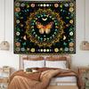 Boho Mandala Butterfly Floral Tapestry for Bedroom, Hippie Moon Ceiling Colorful Plant Flower Tapestries Aesthetic, Bohemia