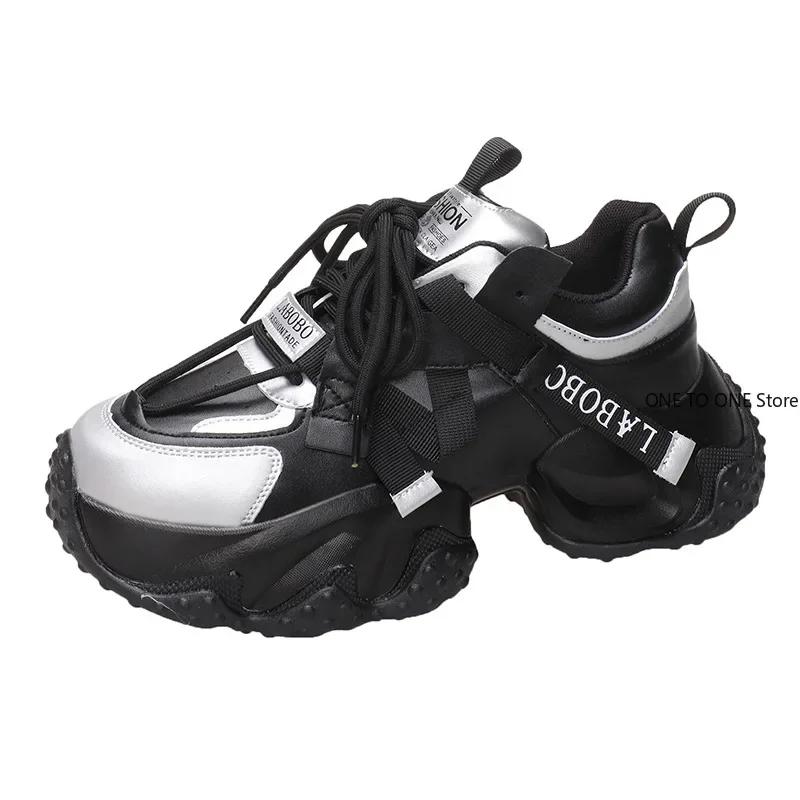 Fashion 35-43 Women's Chunky Sneakers 2024 Breathable Mesh Platform Sports Shoes Woman Fashion Lace Up Thick Sole Casual Shoes Mujer