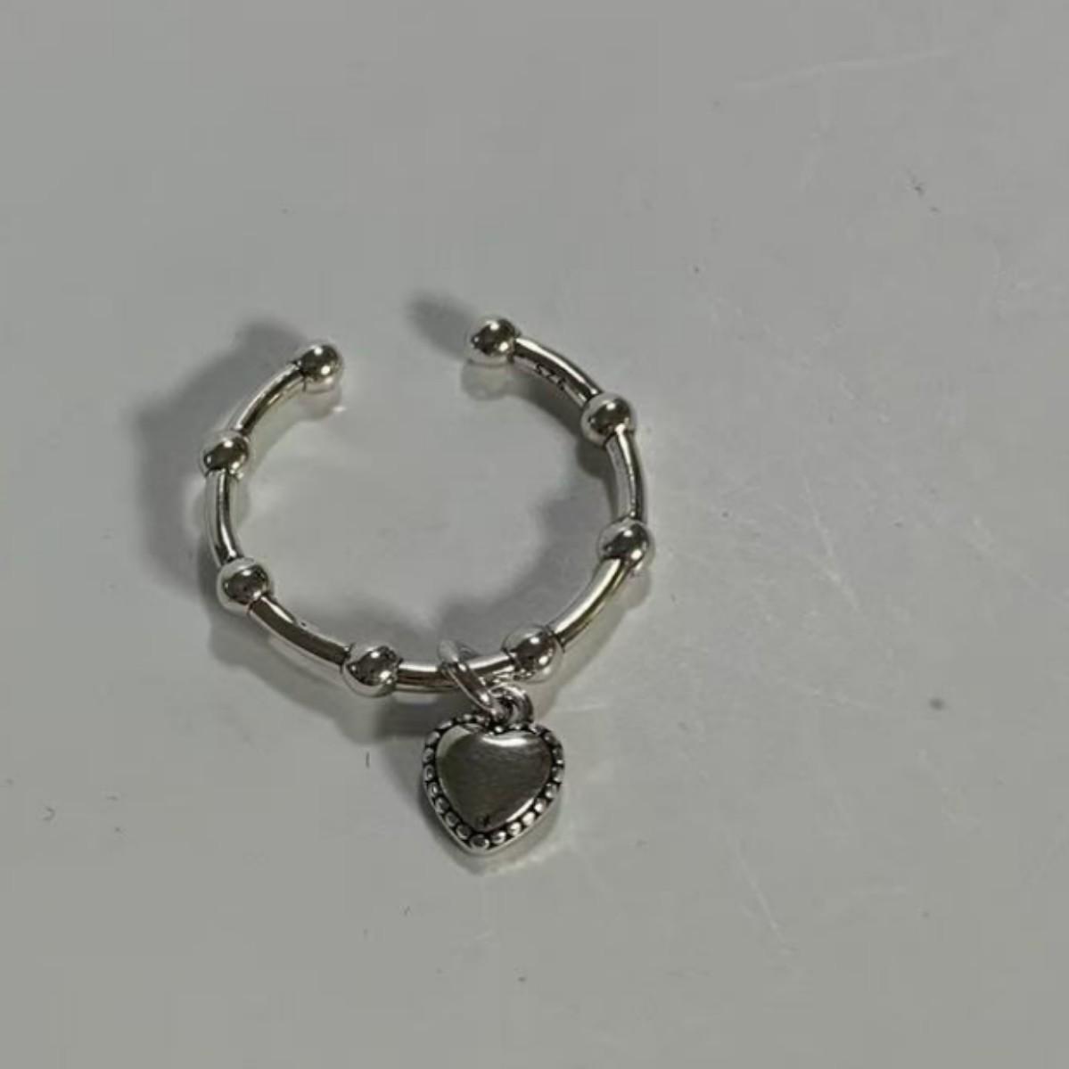 Korean Style Irregular Heart Open Index Finger Simple Band Ring for Women in Cold Tone