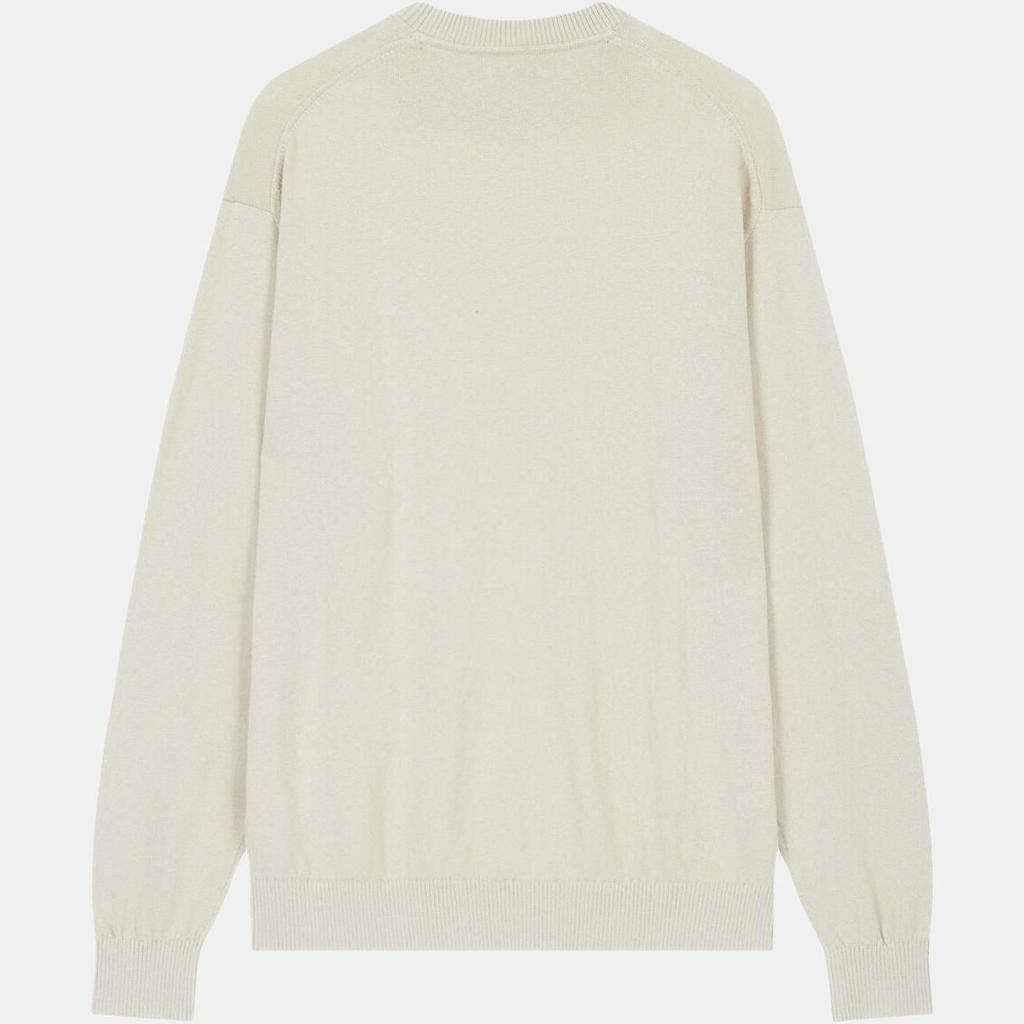 Calvin Klein Jeans Solid Letter Embroidered Crew Neck Long Sleeve Sweater Men sweater Beige J326453-PD7