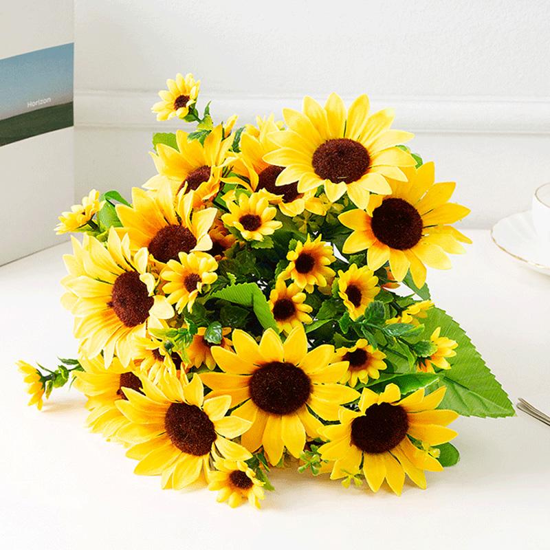 1 Bunch Silk Sunflower Realistic Artificial Flowers Bouquet Home Decor Fake Flowers Wedding Bouquet 24 Sunflower