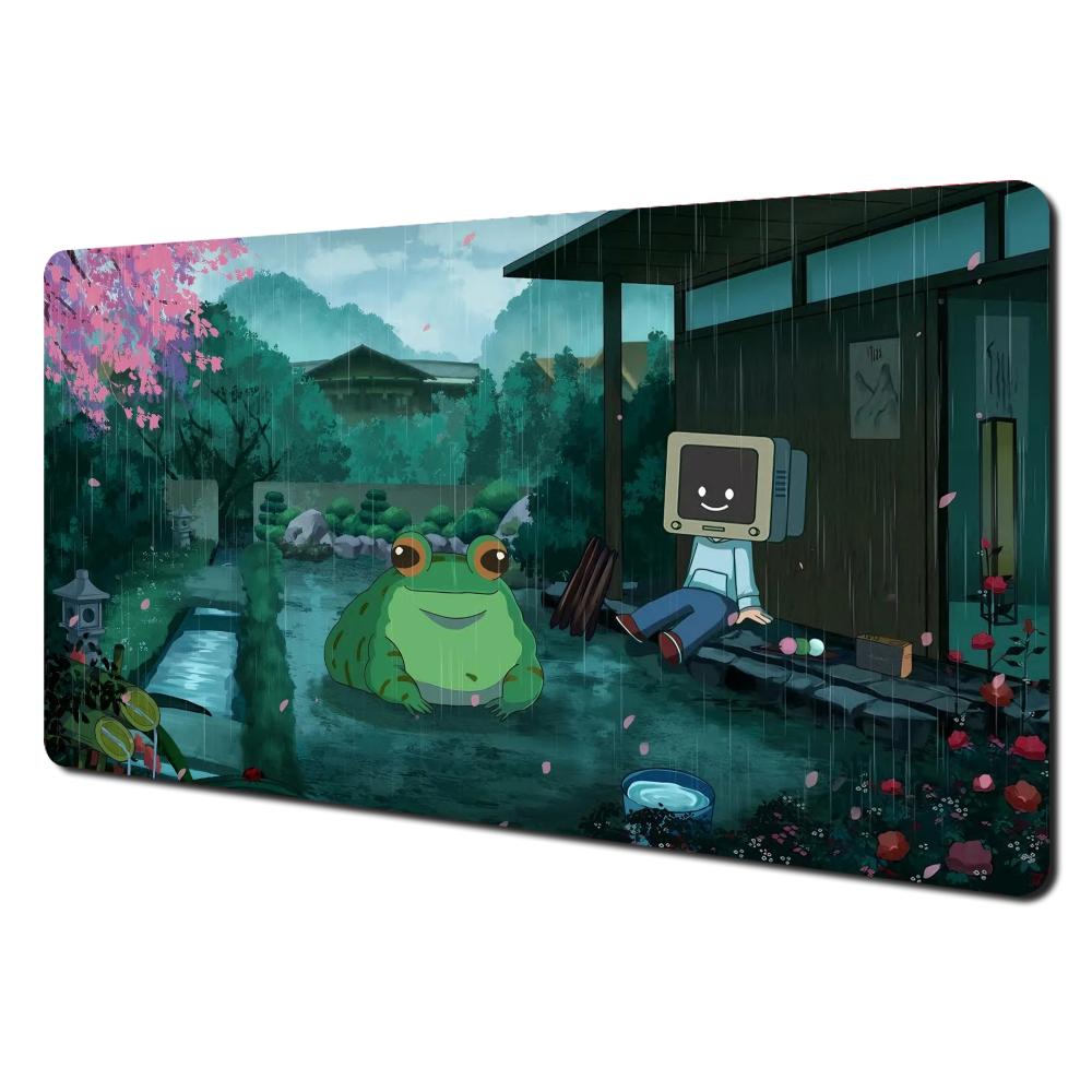Vibrant Frog Anime Illustration Design Mouse Pad Desk Mat Gaming pad NonSlip Stitched Edge pc accessories Computer mousepads