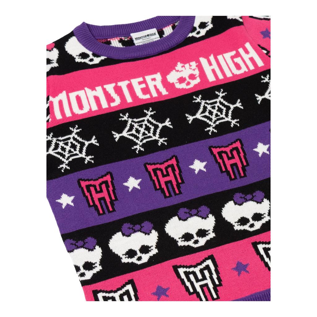 Monster High Girls Skull & Snowflake Christmas Jumper