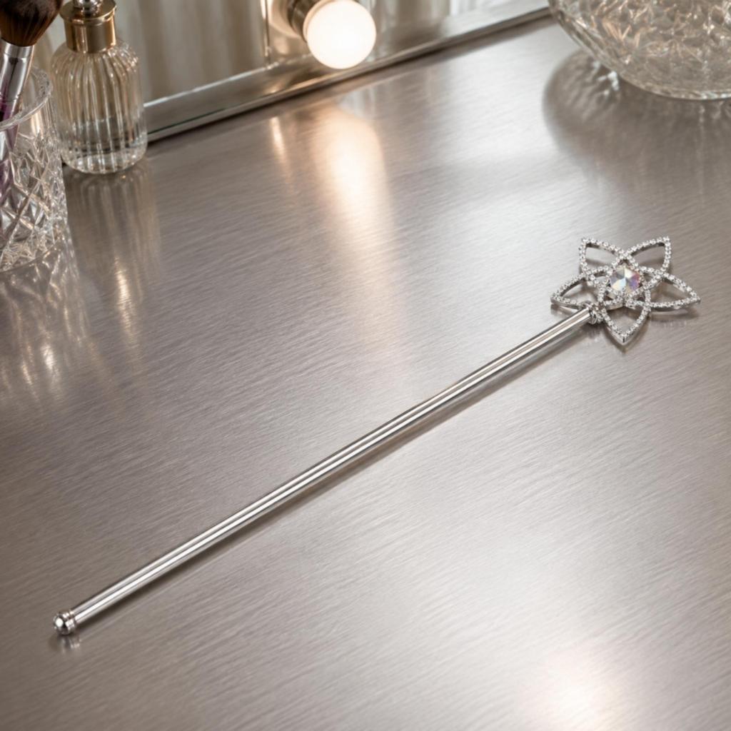 Sparkling Metal Wand with Rhinestone Detailing Eye-Catching Star Head Slim
