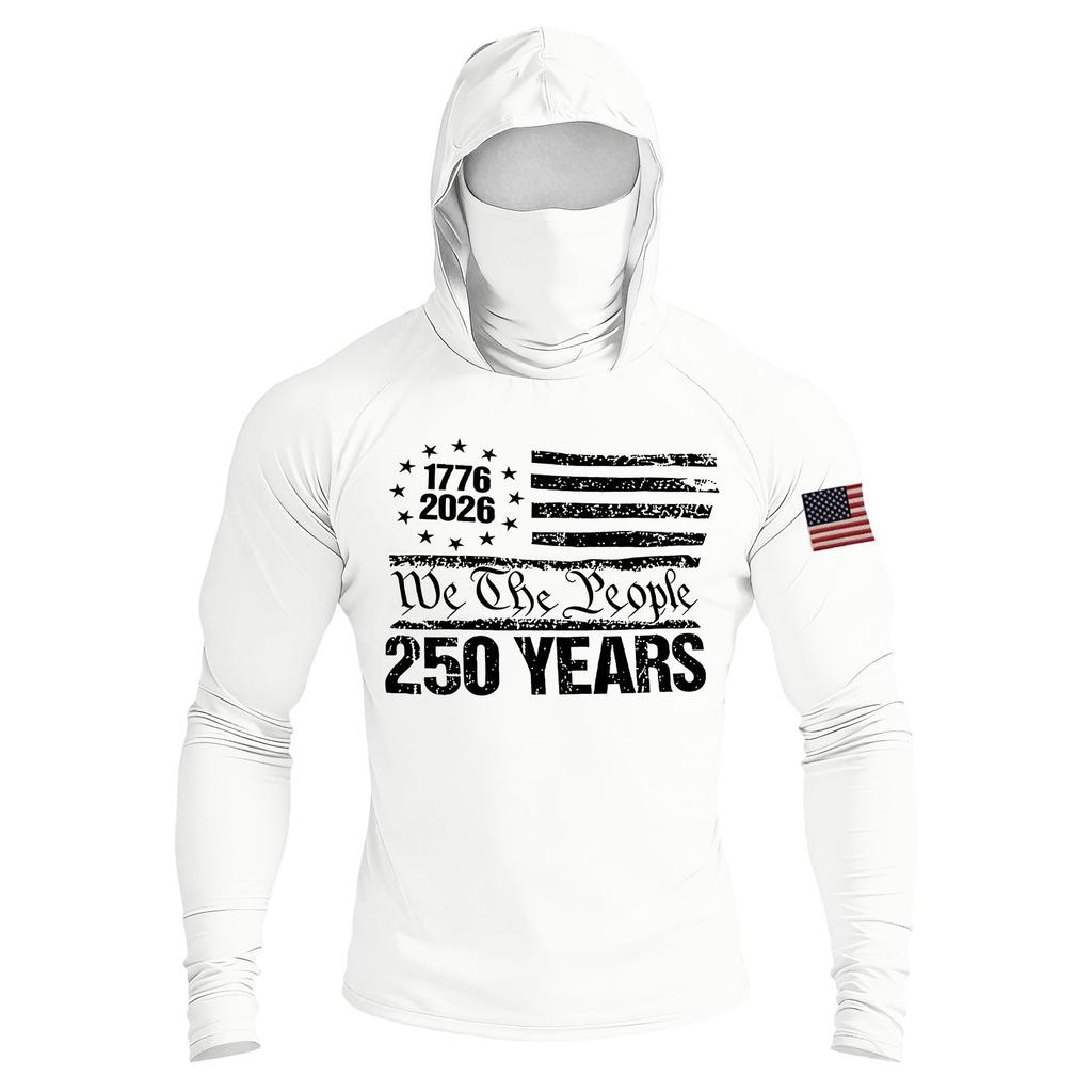 Men's Casual Raglan Sleeve Hooded Long Sleeve Sun Protection Shirt Lightweight Breathable Outdoor Activewear with Face Cover