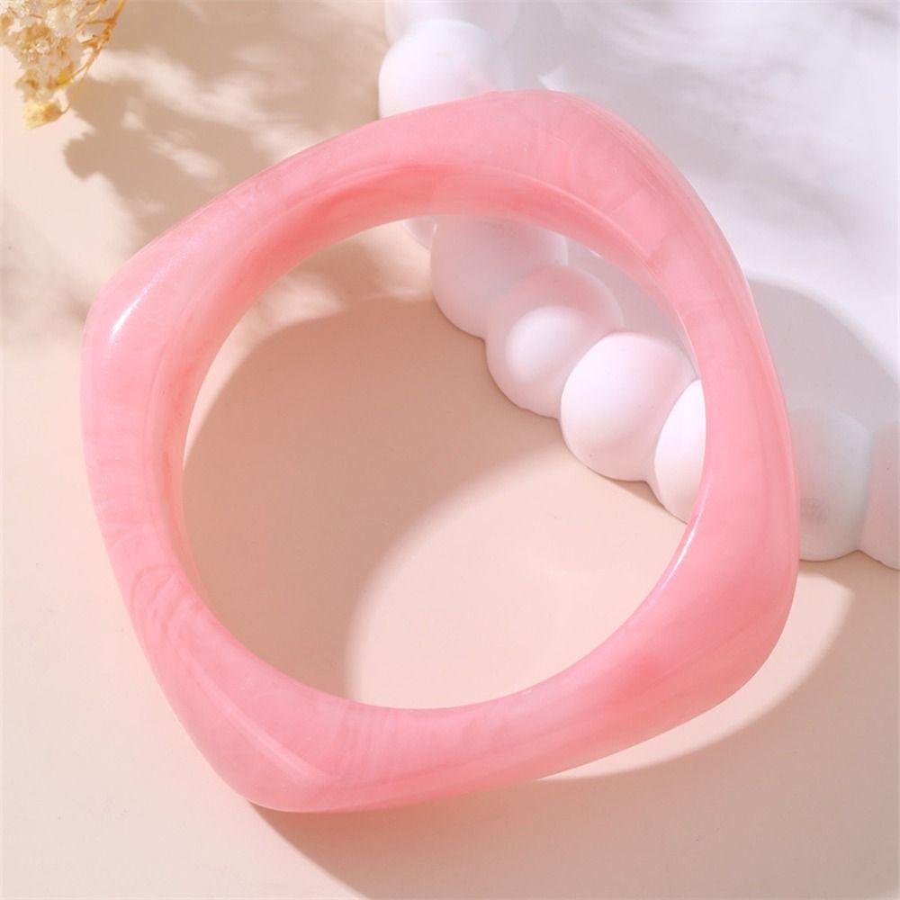 Dopamine Jelly Color Wide Bracelet Minority Design Geometric Irregular Bangle  Daily