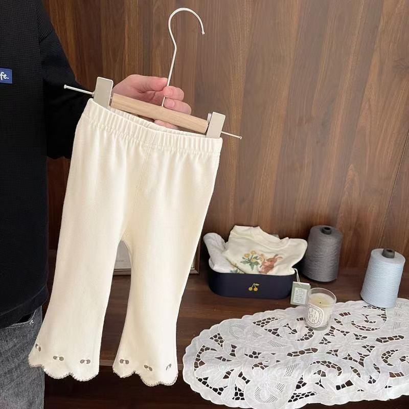 Baby Girl Elastic Slim Leggings Baby Girl Spring New Style Girls Elegant Slightly Flared Pants