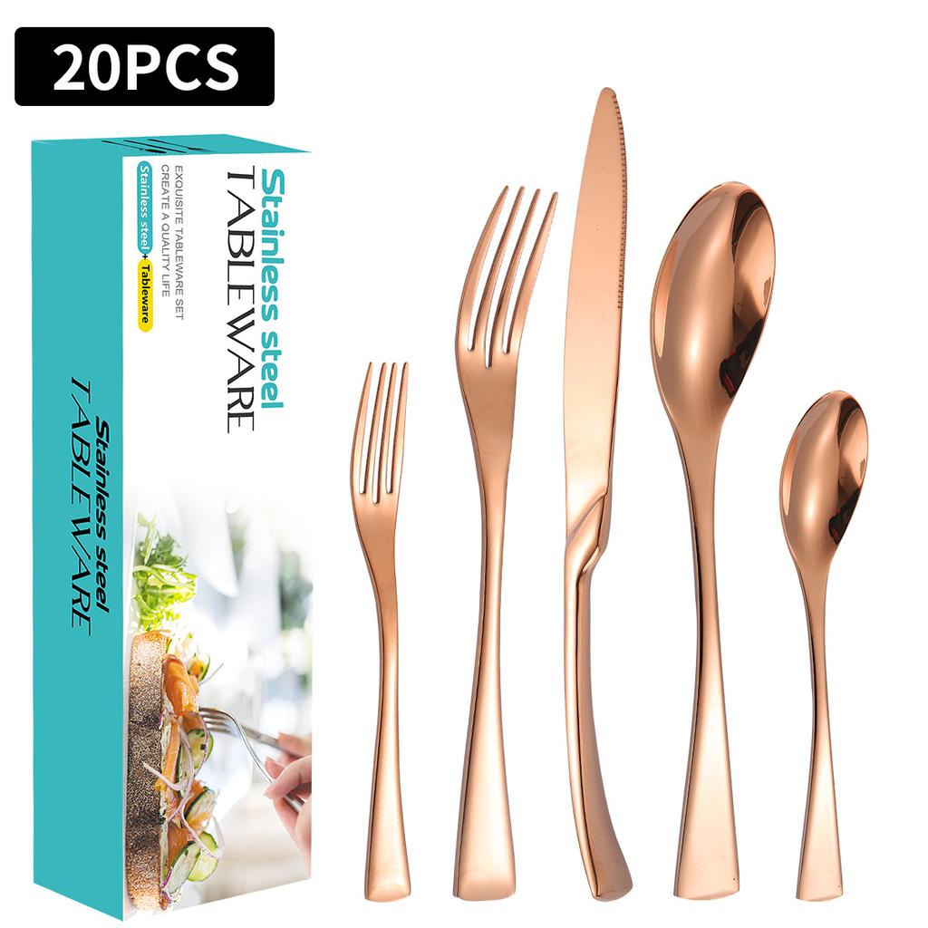 Stainless Steel Tableware Suit Ka Ya Steak Knife, Fork and Spoon Four-Piece Set 4-Person 6-Person Tableware