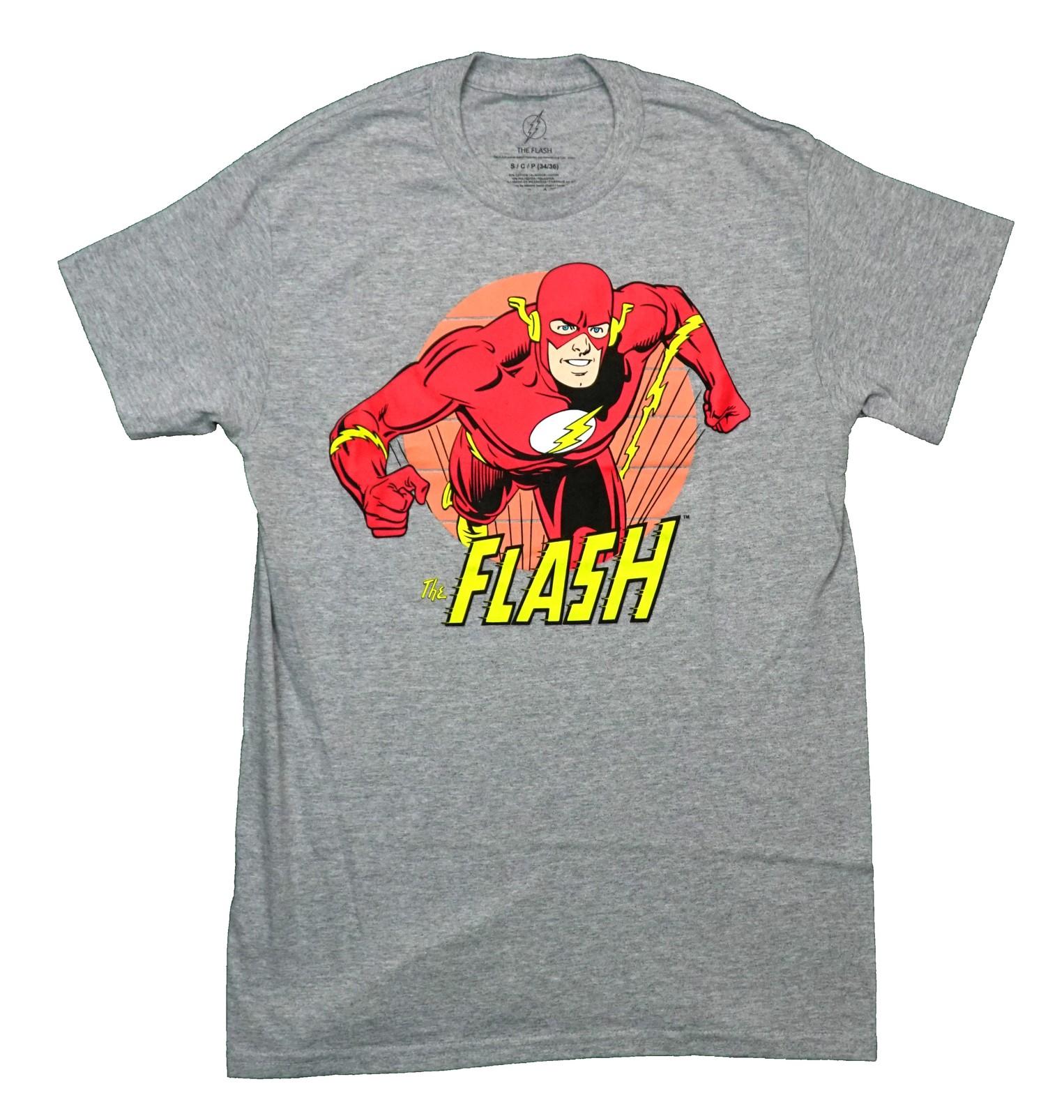Flash New Adult T-Shirt - Lunging Out Of Circle Over Logo S