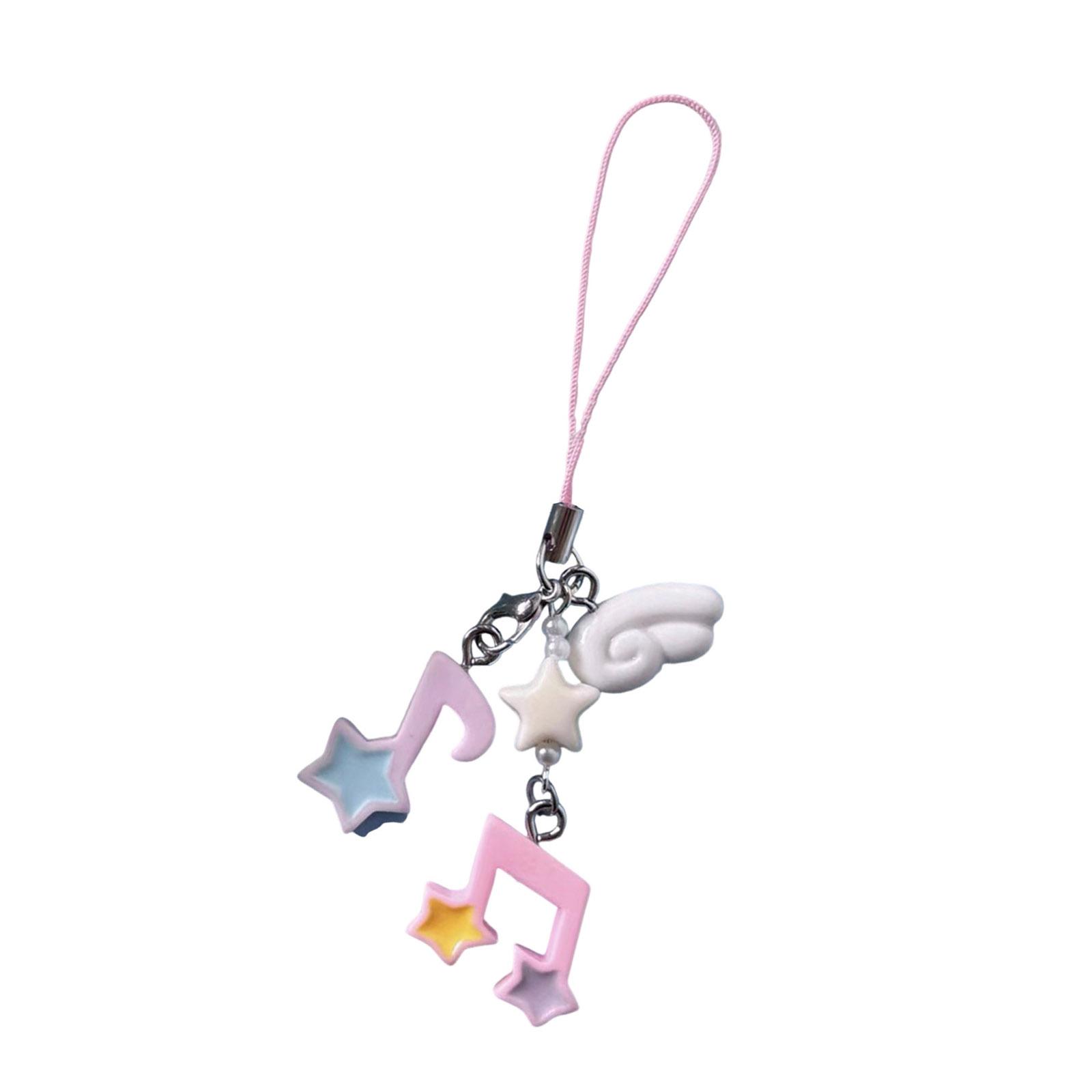 

Сделанный вручную ремешок для телефона со звездами и бусинами, удобный брелок-подвеска, легкий дизайн, подарок на день рождения для женщин и девушек белый