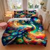 3pcs Peacock in a Vibrant Dreamlike Landscape Pattern Bedding Three-Piece Set (1 Cover + 2 Pillowcases, No Fillings), This Printed Bedding Set Is