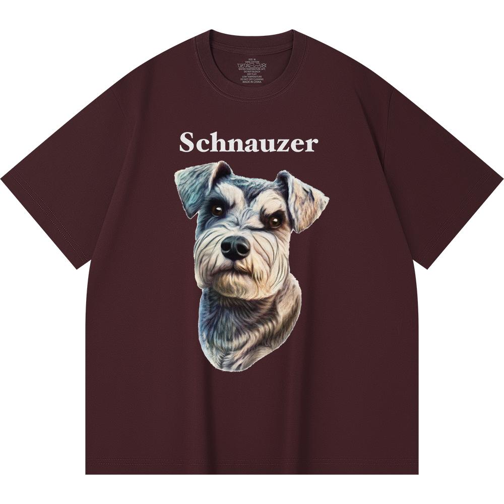 

Футболка из 100% хлопка плотностью 230 г/м2 с принтом шнауцера, забавная футболка из чесаного хлопка в стиле Харадзюку 2XL вино красного