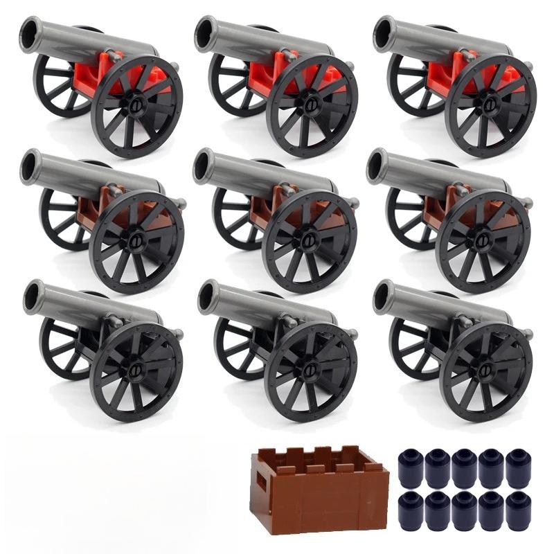 MOC Building Blocks Military Navy Figures Accessories Medieval Cannon Ammunition Wilderness Scene Tent Bonfire Brick Toy Gifts