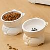 Ceramic Cat Bowl Slanted Mouth Dog Food Feeding Basin Non-Slip Pet High Foot Protection Cervical Spine Pet Drink Water Bowl