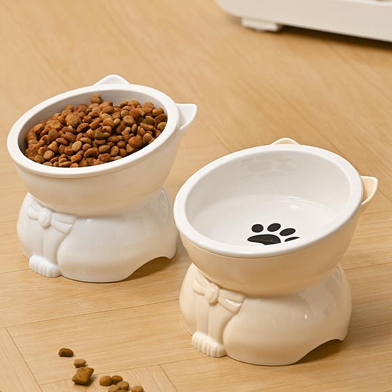 Ceramic Cat Bowl Slanted Mouth Dog Food Feeding Basin Non-Slip Pet High Foot Protection Cervical Spine Pet Drink Water Bowl