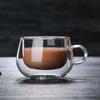 Double-Layer Heat-Resistant Coffee Cup with Handle - Transparent Glass for Home and Office Use