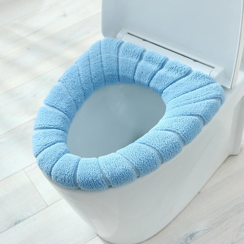 Winter Warm Toilet Seat Cover Mat Bathroom Toilet Pad Cushion with Handle Thicker Soft Washable Closestool Warmer Accessories