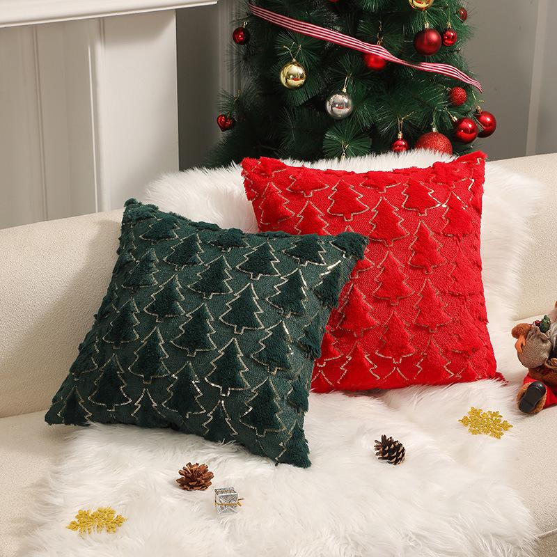 Ins Style Pillow New Holiday Decoration Pillow Bedroom Bedside Cushion Christmas Tree Romantic Plush Pillow Cover